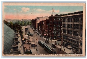 Boston Massachusetts Postcard Boylston Street Subway Entrance Public Garden 1922