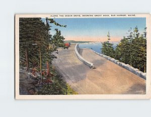 Postcard Along The Ocean Drive Showing Great Head Bar Harbor Maine USA