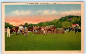 TRYON, North Carolina NC ~ Harmon Field HORSE SHOE ca 1940s Linen Postcard