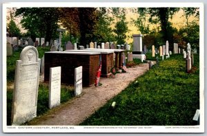 Vtg Portland ME Eastern Cemetery Graves of Commanders Enterprise Boxer Postcard
