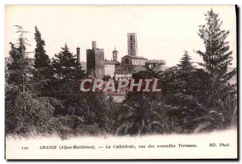Old Postcard Grasse La Cathedrale View news Terraces
