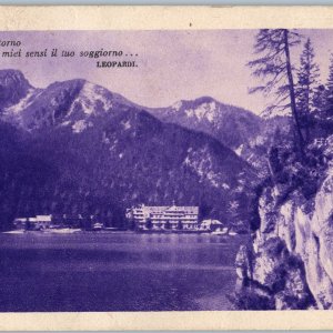c1938 Italy Hotel Lago di Braies Purple PC Sambuca Sicilia Agrigento Cancel A191