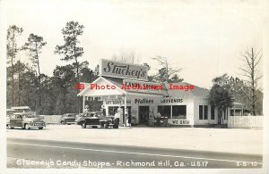 GA, Richmond Hill, Georgia, RPPC, Stuckey's Candy Shoppe, Texaco Gas Station