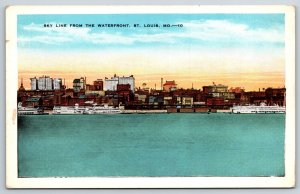 St Louis Missouri~View Of City Skyline Seen From The Waterfront~Vintage Postcard