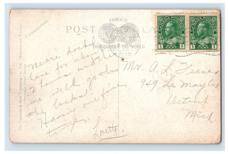 C1910 Passing Through The Locks Sault Ste Marie Ont Canada Postcard P203E