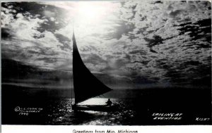 RPPC - Mio, Michigan - Sailing at Eventide - 1948