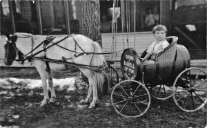 Indian Lake Adirondacks NY Pony Barrell Ride RPPC Real Photo Postcard