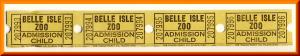 4-Vintage Belle Isle Zoo Tickets, Detroit, Michigan/MI, Child Admission