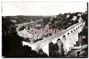 Old Postcard Dinan Viaduct and general view of the Coulee Rance