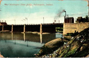 West Washington Street Bridge Indianapolis IN c1910 Vintage Postcard G47