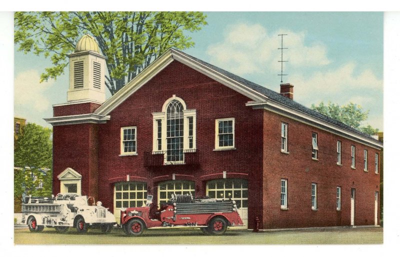 NY - Homer. Fire Station & Trucks ca 1951