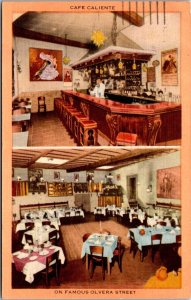 Vintage Postcard CAFE CALIENTE OLVERA STREET Los Angeles CA JP3
