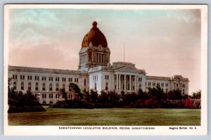 Saskatchewan Legislative Buildings, Regina Saskatchewan, Tinted RPPC Postcard