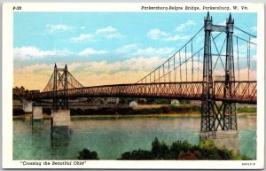 1920's Parkersburg-Belpre Bridge West Virginia VA Crossing Ohio Posted Postcard