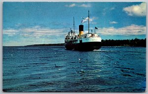 Vtg S.S. Norisle Steam Ship Auto Ferry at South Bay Mouth Ontario Postcard