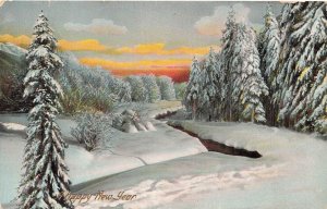 Vintage Snowy Winter Scene Postcard Made in Germany 1916 Holiday