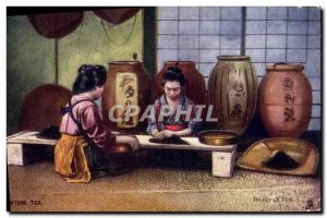 Old Postcard Japan Nippon Women Sifting Tea