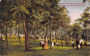 People Among Trees Big Island Park Lake Minnetonka Minnesota 1910c postcard