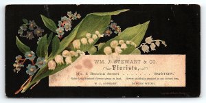 c1880 WM J STEWART & CO FLORISTS BEACON ST BOSTON VICTORIAN TRADE CARD Z1127