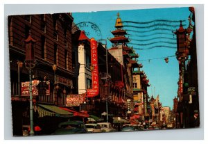 Vintage 1965 Postcard Antique Cars Grant Ave Chinatown San Francisco California