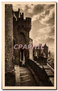 Old Postcard Carcassonne Exteriors Defennes and front doors of the Chateau