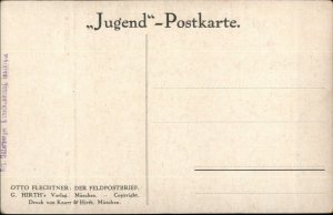 Otto Flechtner German Soldier Helmet Writing Letter Feldpostbrief Postcard