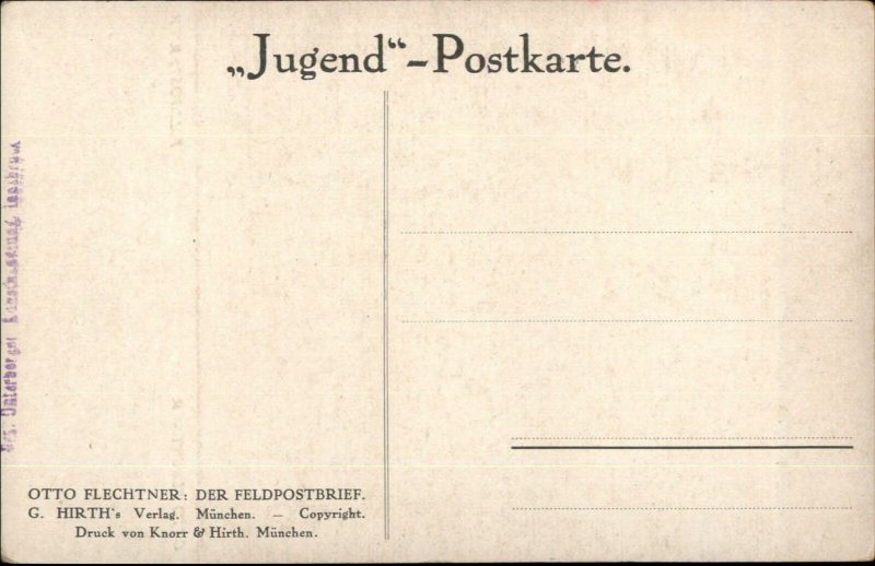 Otto Flechtner German Soldier Helmet Writing Letter Feldpostbrief Postcard