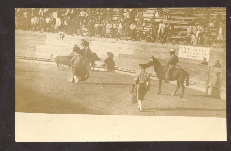 RPPC MATAMOROS MEXICO BULLFIGHT STADIUM MATADOR HORSE REAL PHOTO POSTCARD