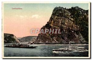 Old Postcard Boat Loreleyfelsen