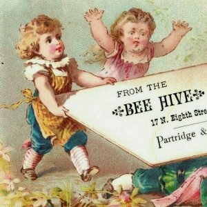 Lot Of 4 1880's Partridge & Richardson Bee Hive Children Cart Giant Sign P163