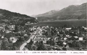 Kaslo BC Looking North From Golf Course Slocan Valley Real Photo Postcard E6