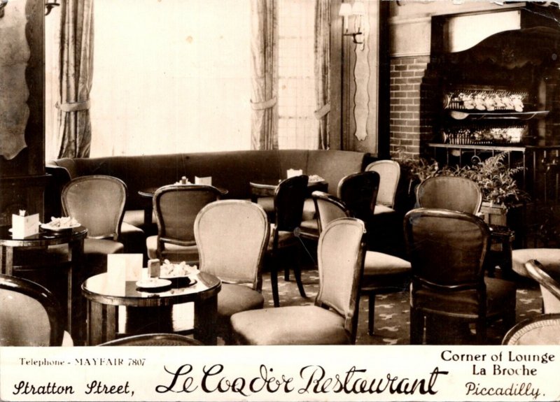 England London Piccadilly Le Coq D'Or Restaurant Corner Of Lounge La Broche