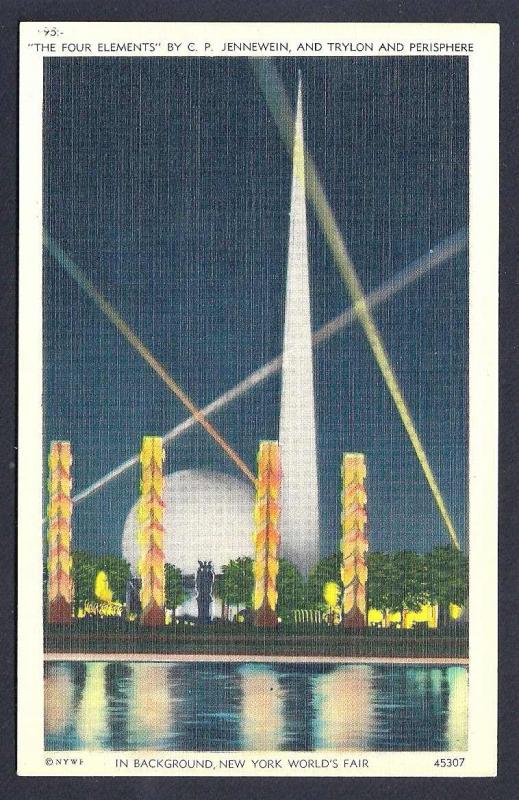 New York Worlds Fair '4 Elements' Perisphere unused c1939