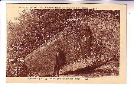 Man Leaning on Huge Rock, Huelgoat France,