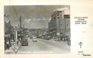 1940s Avenue Obregon Nogales Sonora  Mexico autos RPPC real photo postcard 9615