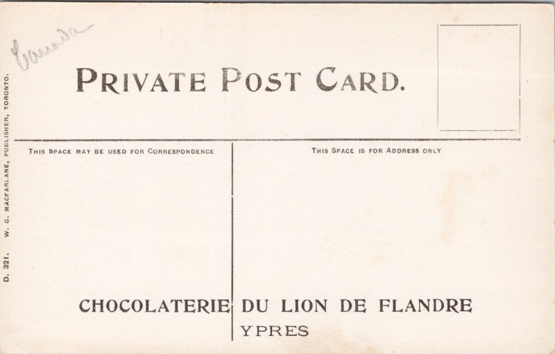 Chateau Bigot QC Chocolaterie Du Lion De Flandre Ypres Advertising Postcard H25 