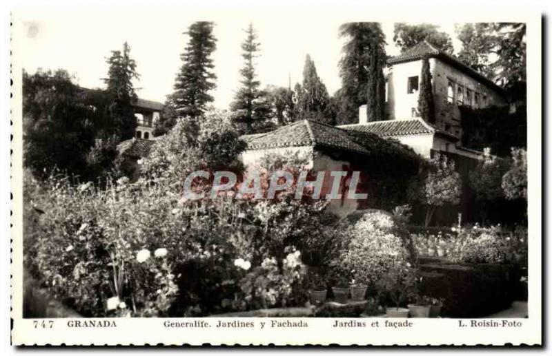 Old Postcard Granada Generalife Jardines y Fachada