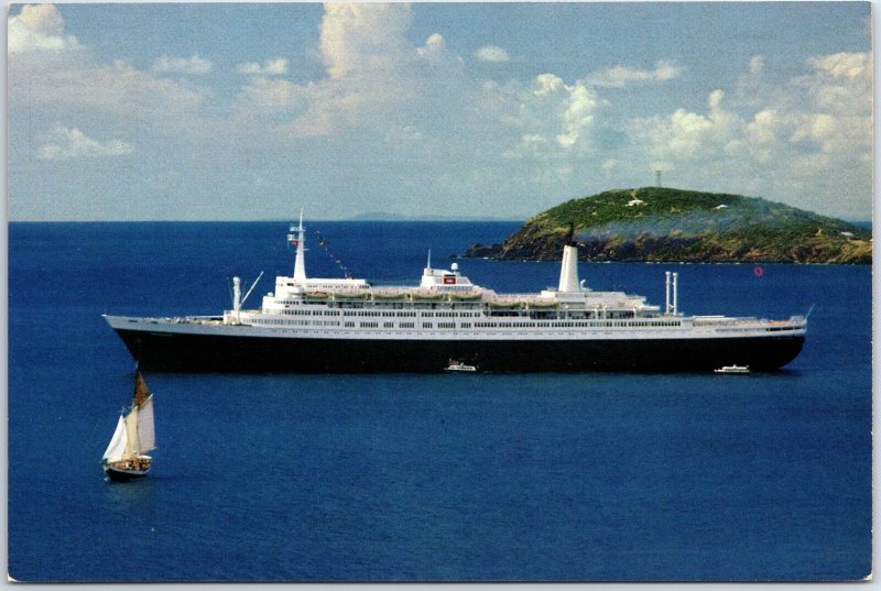 VINTAGE POSTCARD CONTINENTAL SIZE HOLLAND AMERICA'S ROTTERDAM CRUISE LINER