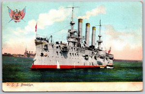 Vtg U.S.S. Brooklyn ACR-3 United States Navy Armored Cruiser 1900s UDB Postcard