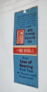 Does Loss of Hearing Rob You Bobtail 20 Strike Matchbook Cover