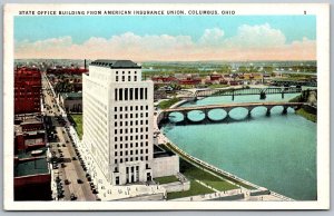 Columbus Ohio 1920-30s Postcard State Office Building From American Insurance