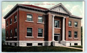 OTTAWA, Kansas KS ~ CARNEGIE LIBRARY Franklin County 1907 Postcard