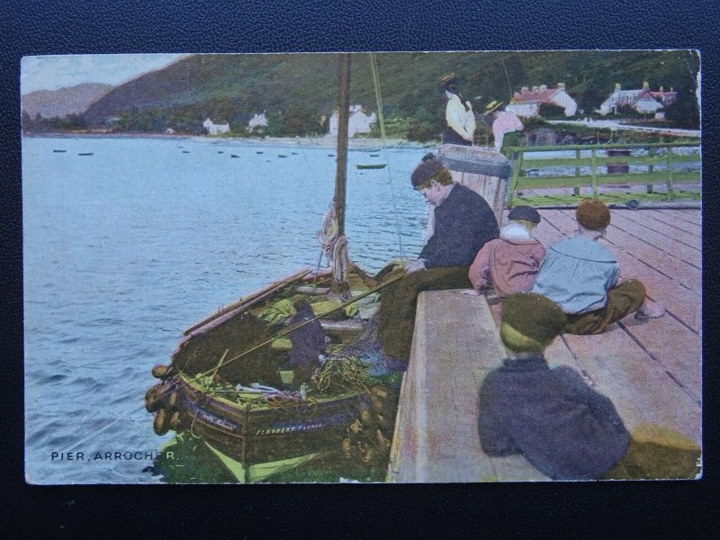 Scotland ARROCHAR PIER showing The ROBERT CARNIE Fishing Boat c1906 Postcard