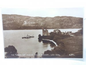 RP Postcard Steamship SS Gondolier Passing Castle Urquhart Loch Ness Scotland