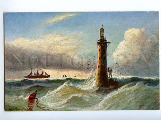 173869 UK LIGHTHOUSE Scottish coast Vintage Stroeter postcard