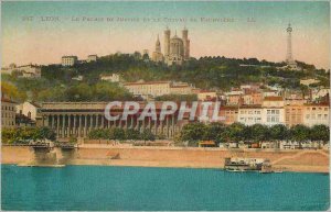 Old Postcard Lyon Courthouse and the Coteau de Fourviere