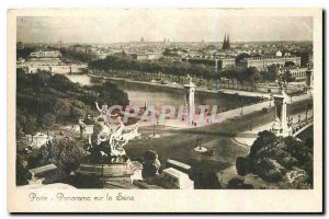 Old Postcard Panorama Paris on the Seine