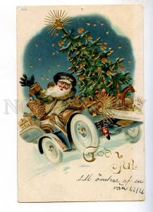 240327 SANTA CLAUS Driver in CAR w/ Toys Vintage EMBOSSED PC