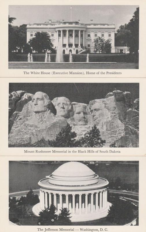 (5 cards) Monuments and White House, Washington, DC and Mount Rushmore