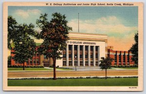 W.K. Kellogg Auditorium & Junior High School Battle Creek Michigan MI Postcard